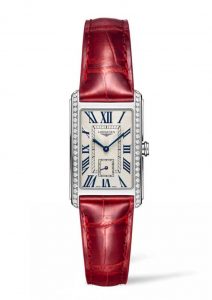 The stainless steel fake watch is decorated with diamonds.